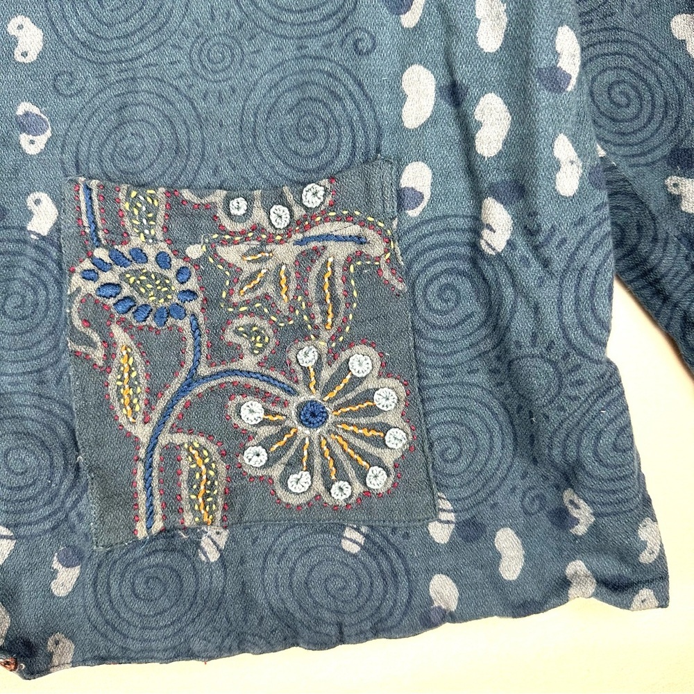 Reversible Button Up Patchwork‎ & Embroidered Jacket Lightweight Office - Picture 4 of 13